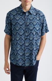 NN07 Deon 50055 Abstract Print Short Sleeve Button-Up Shirt