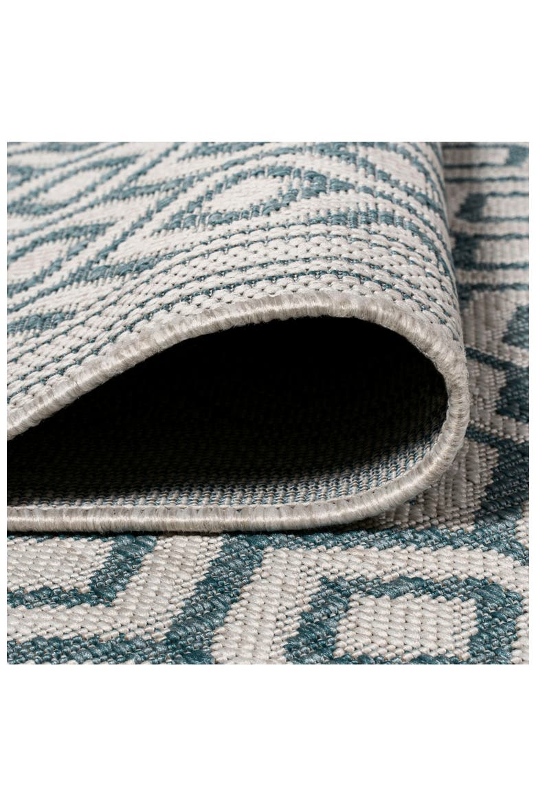 Marvao Diamond Trellis Indoor/Outdoor Area Rug, Alternate, color, Teal/Gray