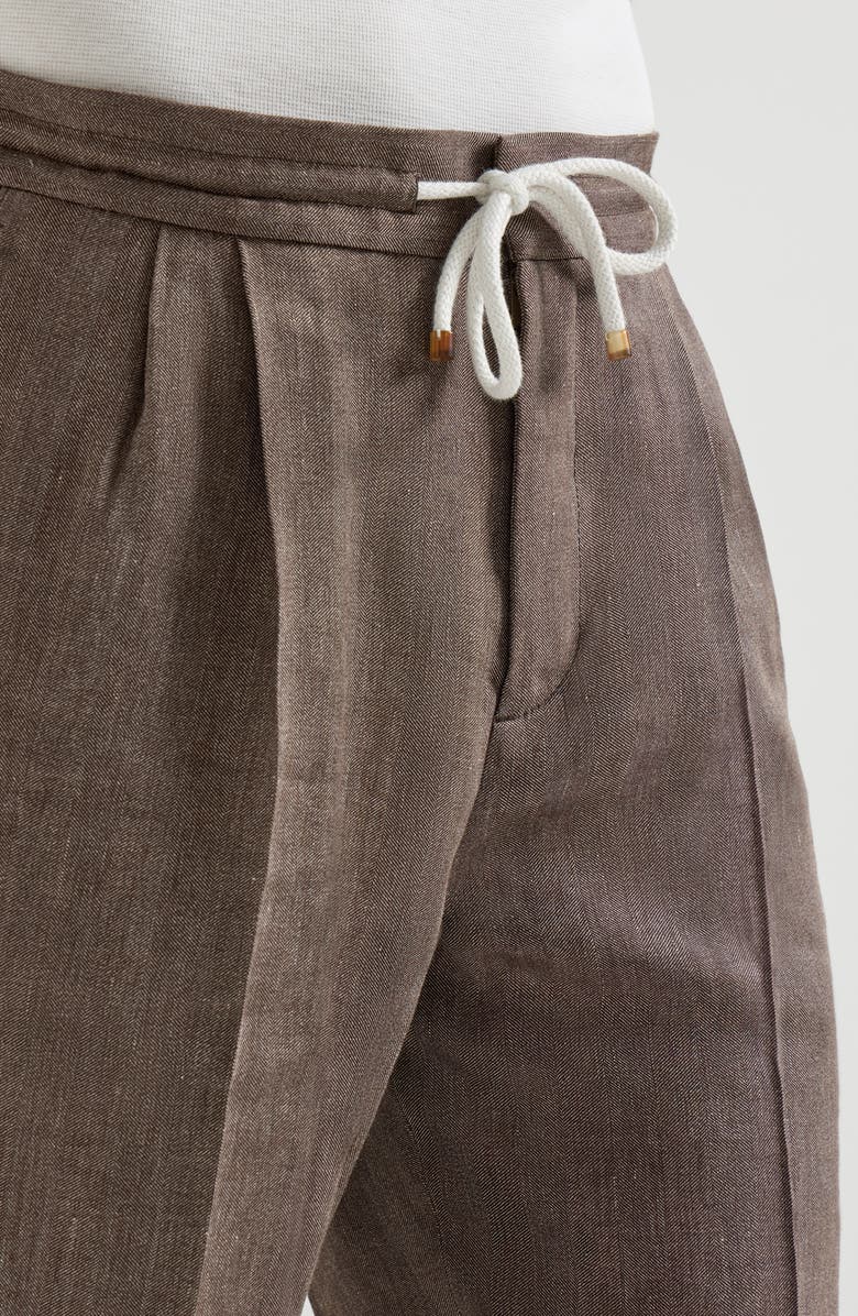 Brunello Cucinelli Trousers with drawstring and double pleats, Alternate, color, Hazelnut