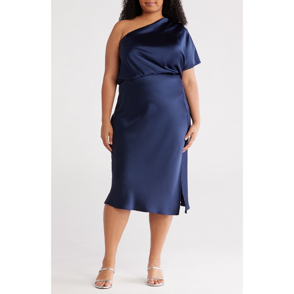 Renee C Satin One-shoulder Dress
