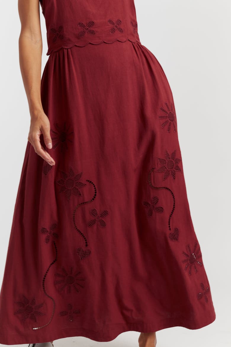 Sienna Linen-Blend Broderie Summer Dress, Alternate, color, Sienna