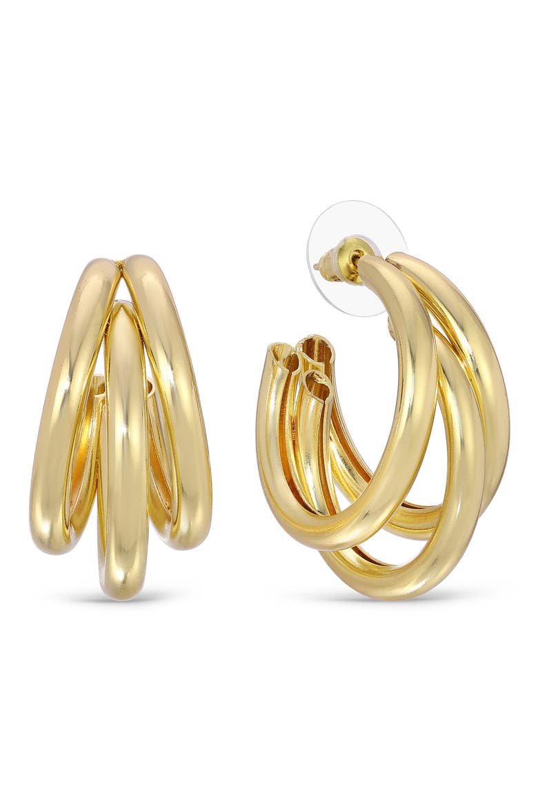 Lydia 3 Loop Drop Earrings, Main, color, GOLD