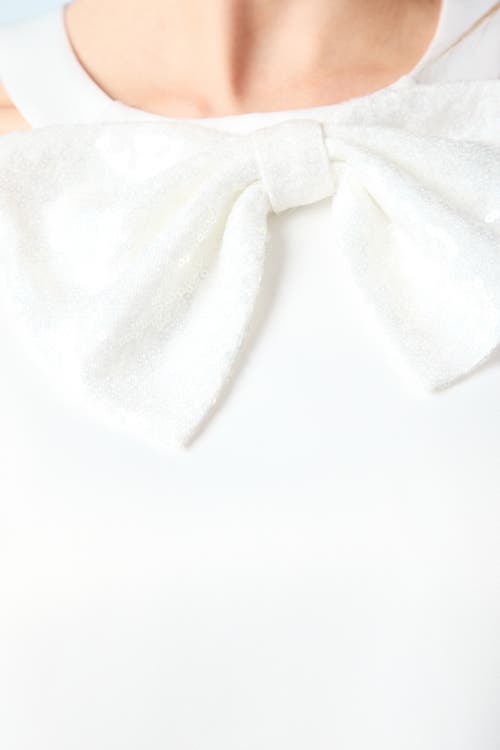 Coast Sequin Bow Shift Bridal Mini Dress In White