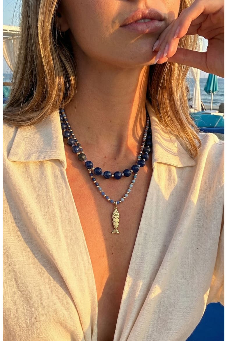 Dot Necklace Lapis, Alternate, color, Blue