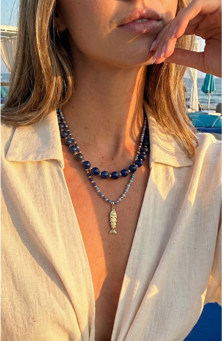 Stella & Dot Dot Necklace Lapis, Alternate, color, Blue