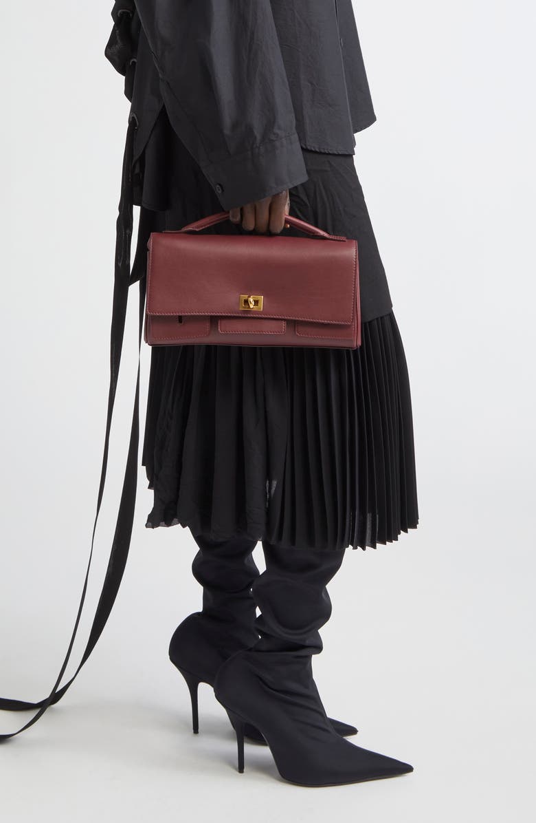 Balenciaga Bel Air Leather Clutch, Alternate, color, Dark Burgundy