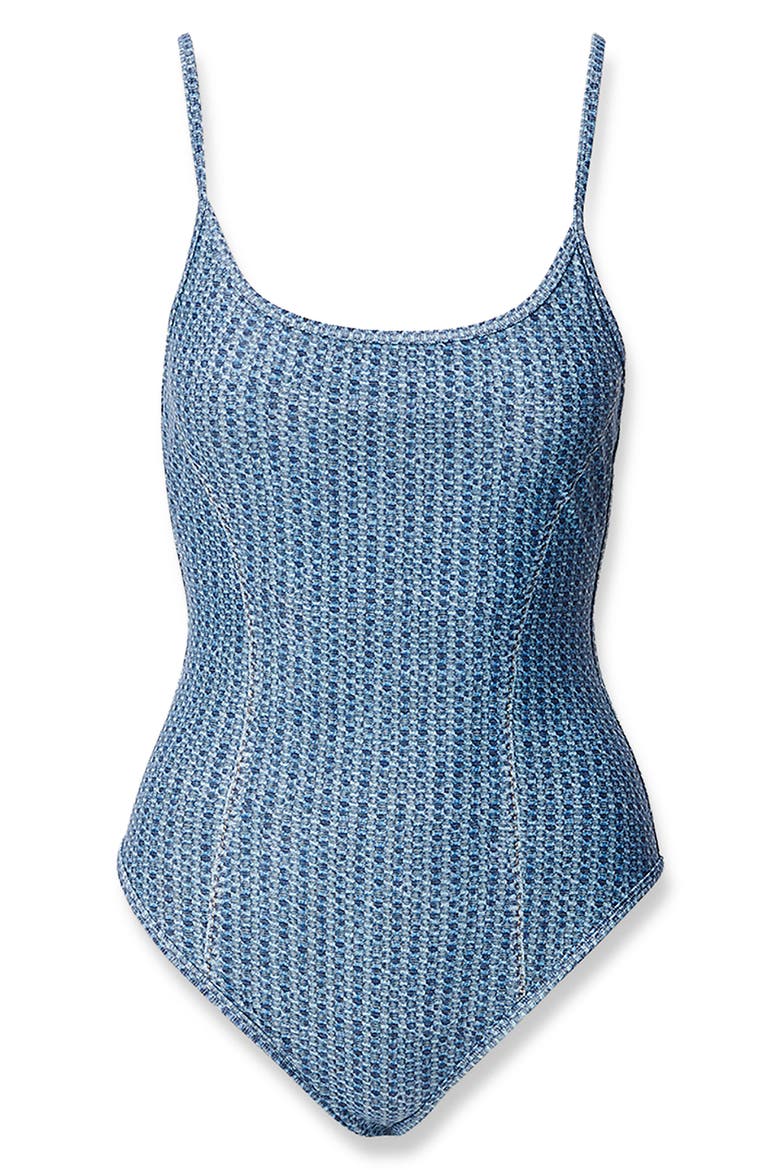 Miramar Faux Denim One-Piece Swimsuit, Alternate, color, INDIGO WASH