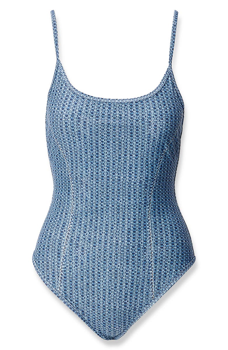 rag & bone Miramar Faux Denim One-Piece Swimsuit, Alternate, color, Indigo Wash