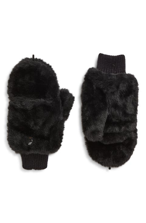 Flip Top Faux Fur Mittens