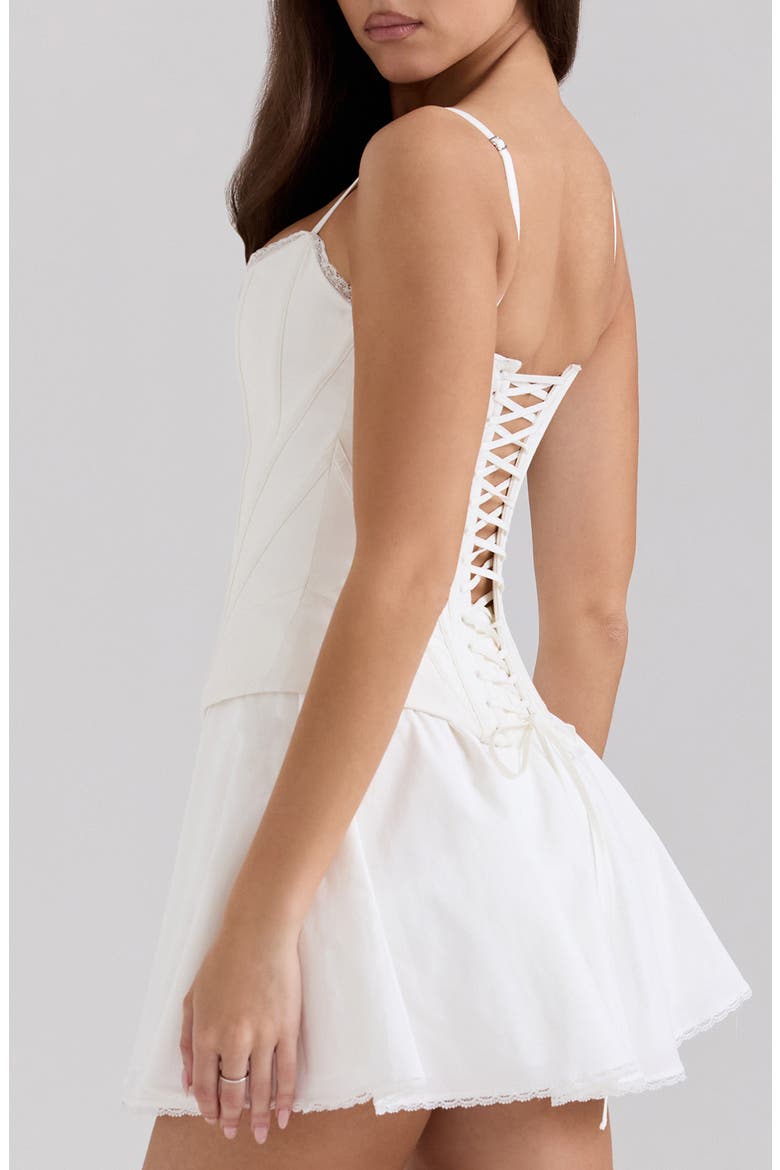 Celia Lace Trim Miniskirt, Alternate, color, WHITE
