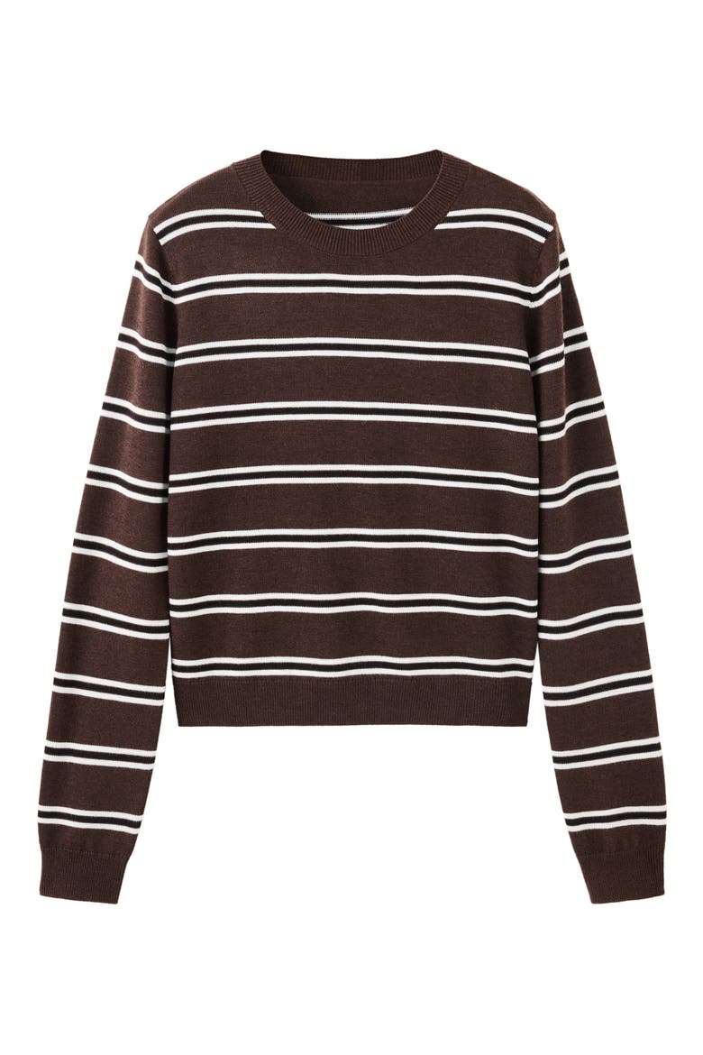 Stripe Crewneck Sweater, Alternate, color, CHOCOLATE