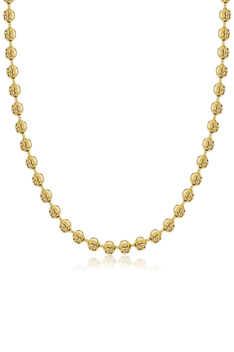 Gold Plated Sterling Silver Moon Ball Chain Necklace, Main, color, GOLD
