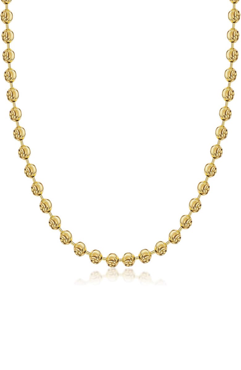 BEST SILVER Gold Plated Sterling Silver Moon Ball Chain Necklace, Main, color, Gold