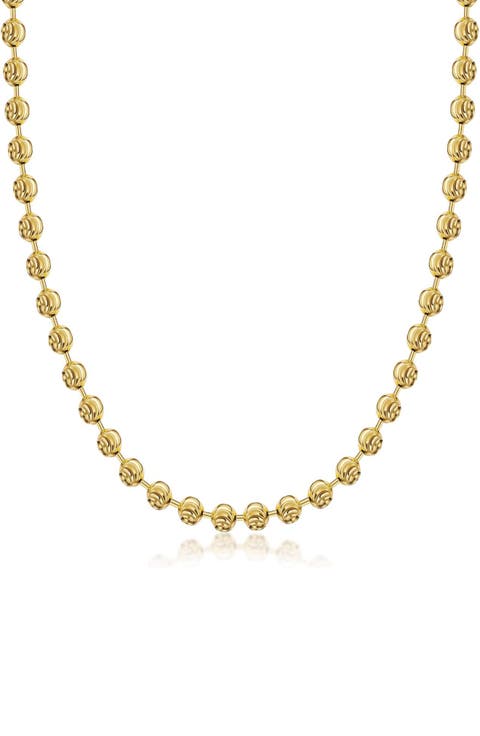 Gold Plated Sterling Silver Moon Ball Chain Necklace