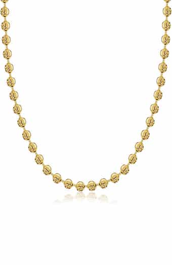 BEST SILVER Gold Plated Sterling Silver Moon Ball Chain Necklace