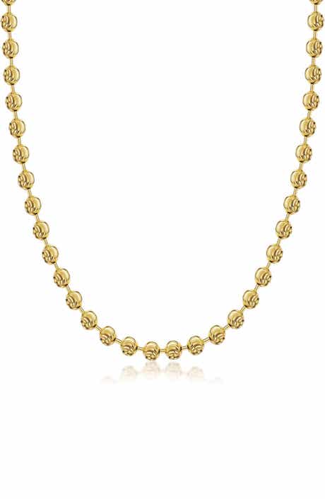 BEST SILVER Gold Plated Sterling Silver Moon Ball Chain Necklace