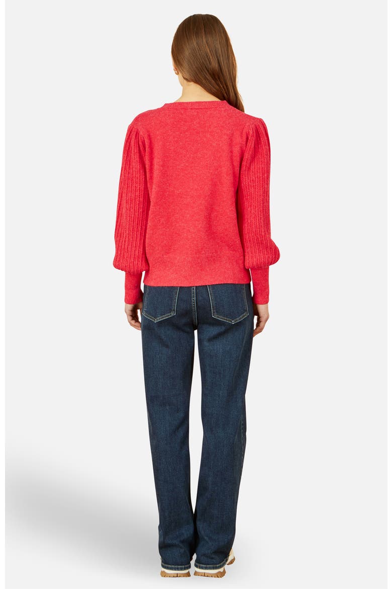 Knitted Balloon Sleeve Textured Jumper, Alternate, color, Red