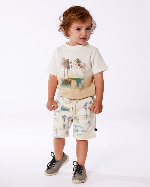 Deux Par Deux Little Boy's Short Sleeve Organic Cotton Graphic Tee Gradient White And Beige In Gradient White And Beige