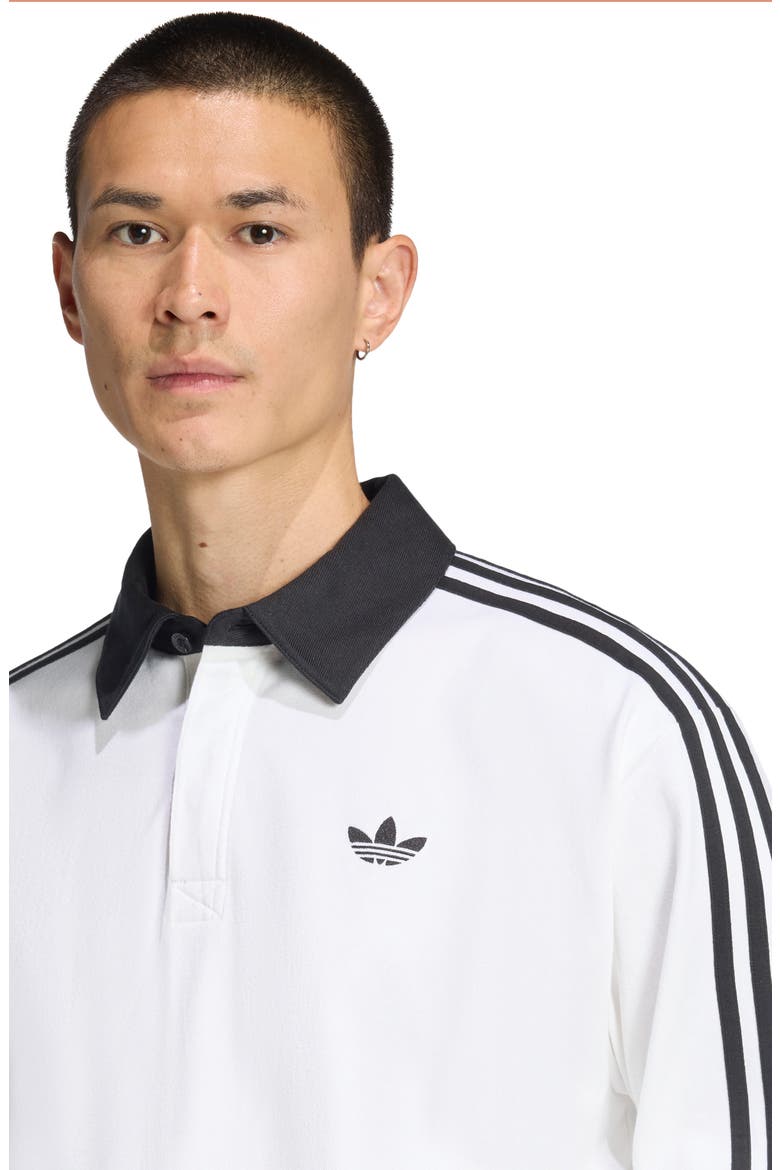 3-Stripes Long Sleeve Polo, Alternate, color, WHITE