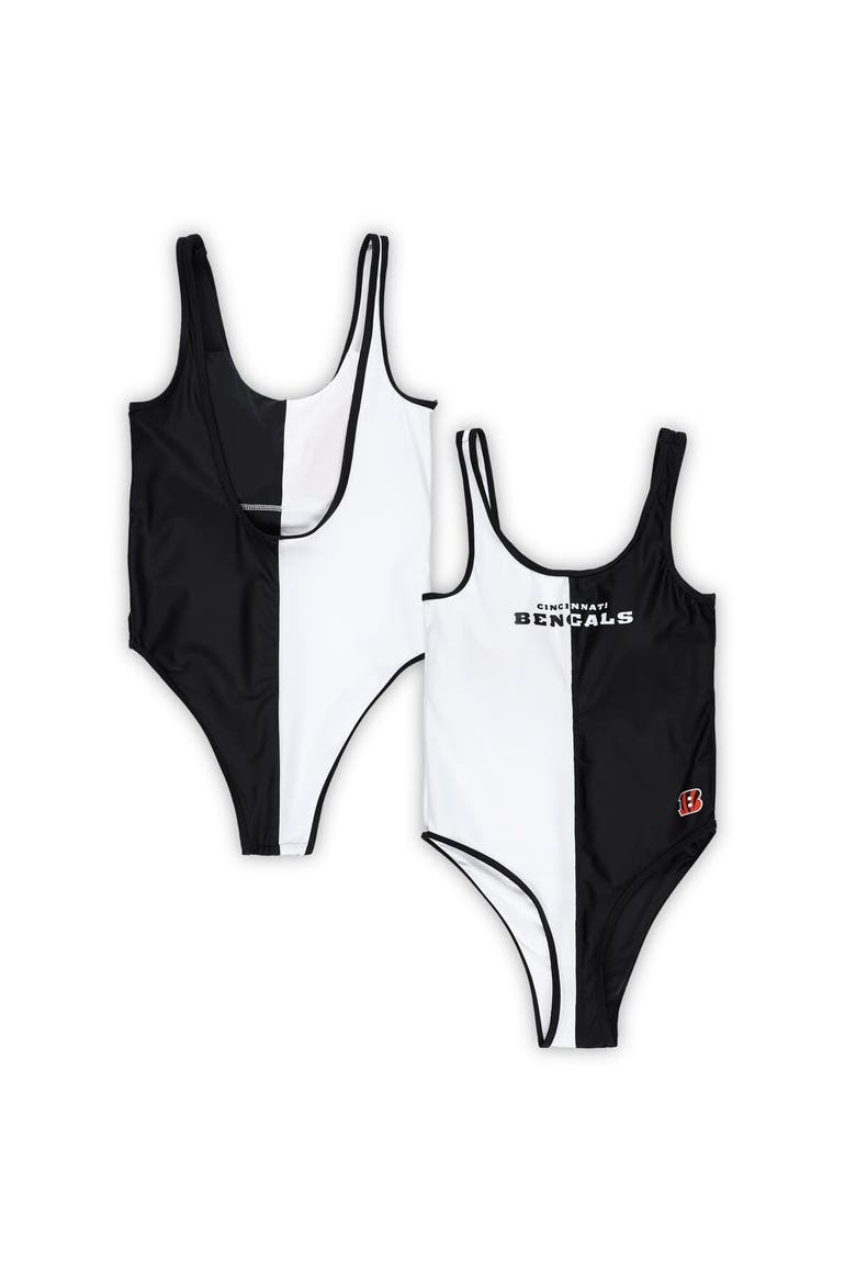 Women's G-III 4Her by Carl Banks Black/White Cincinnati Bengals Last Stand One-Piece Swimsuit, Alternate, color, Black