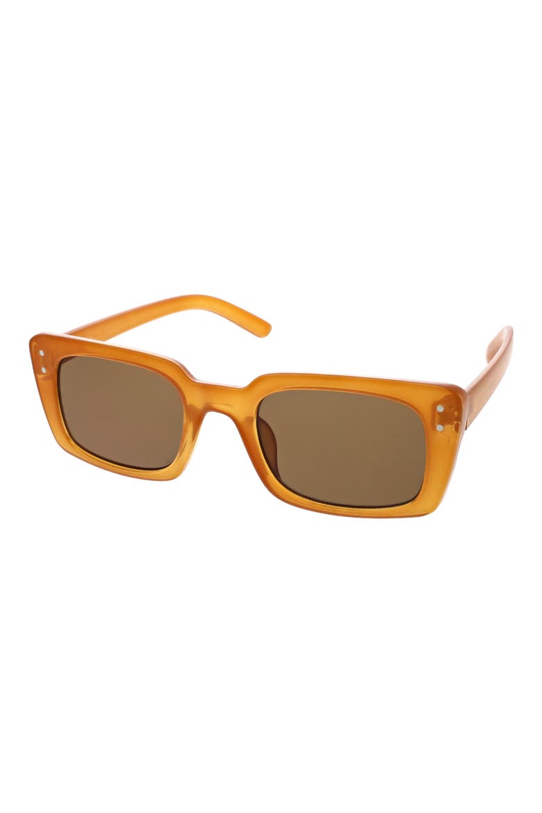 Retro 52mm Rectangle Sunglasses, Alternate, color, SHINY AMBER