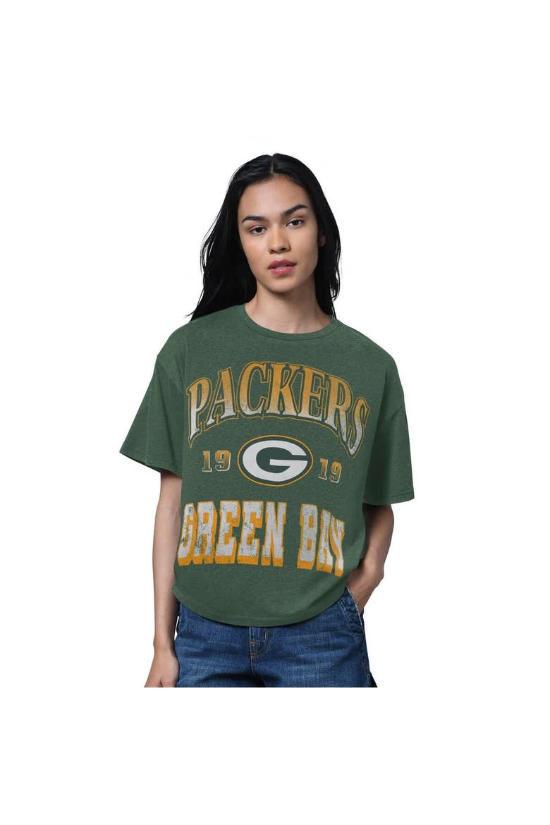 Women's Starter Heather Green Green Bay Packers Oversized Hall of Fame T-Shirt, Main, color, Heather Green