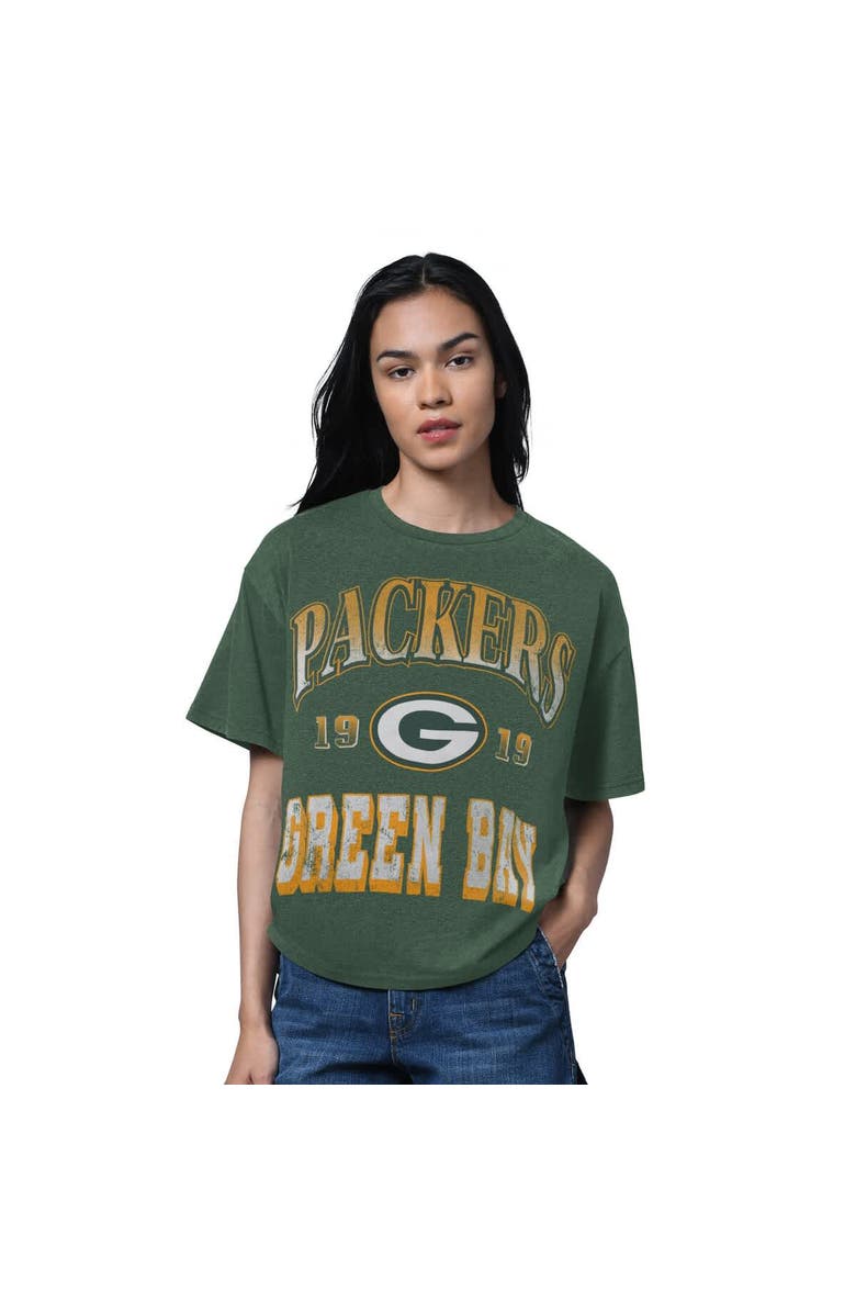 STARTER Women's Starter Heather Green Green Bay Packers Oversized Hall of Fame T-Shirt, Main, color, Heather Green