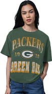 STARTER Women's Starter Heather Green Green Bay Packers Oversized Hall of Fame T-Shirt
