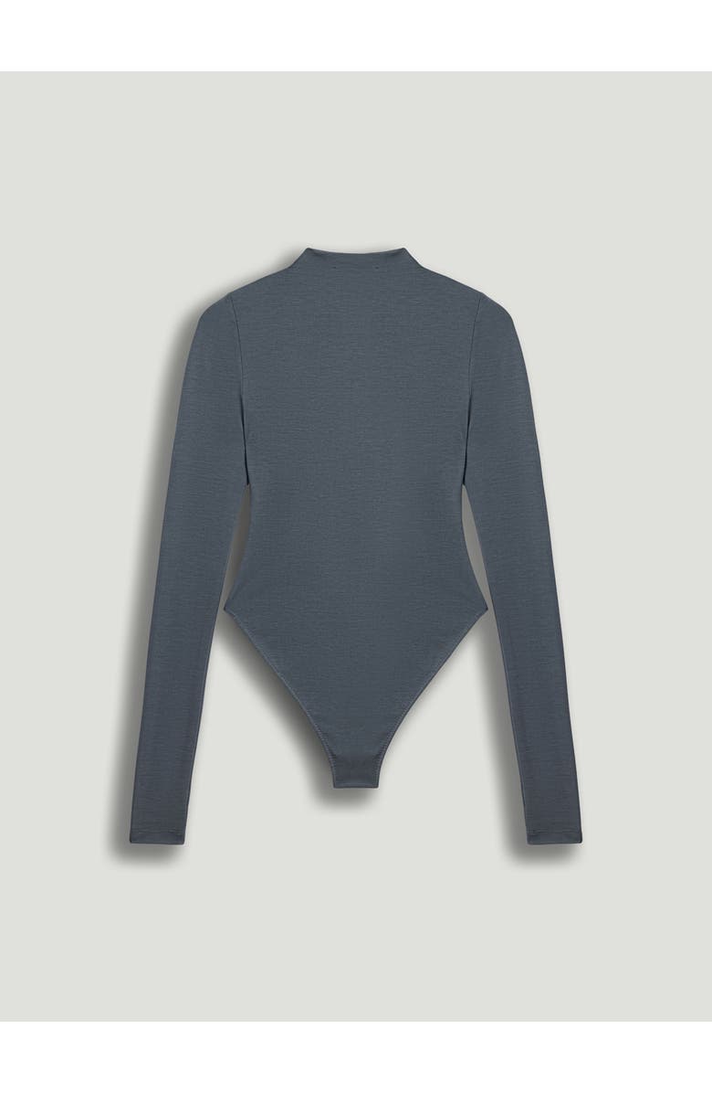 Nocturne Long-Sleeve Mock-Neck Jersey Bodysuit, Alternate, color, Petrol Green