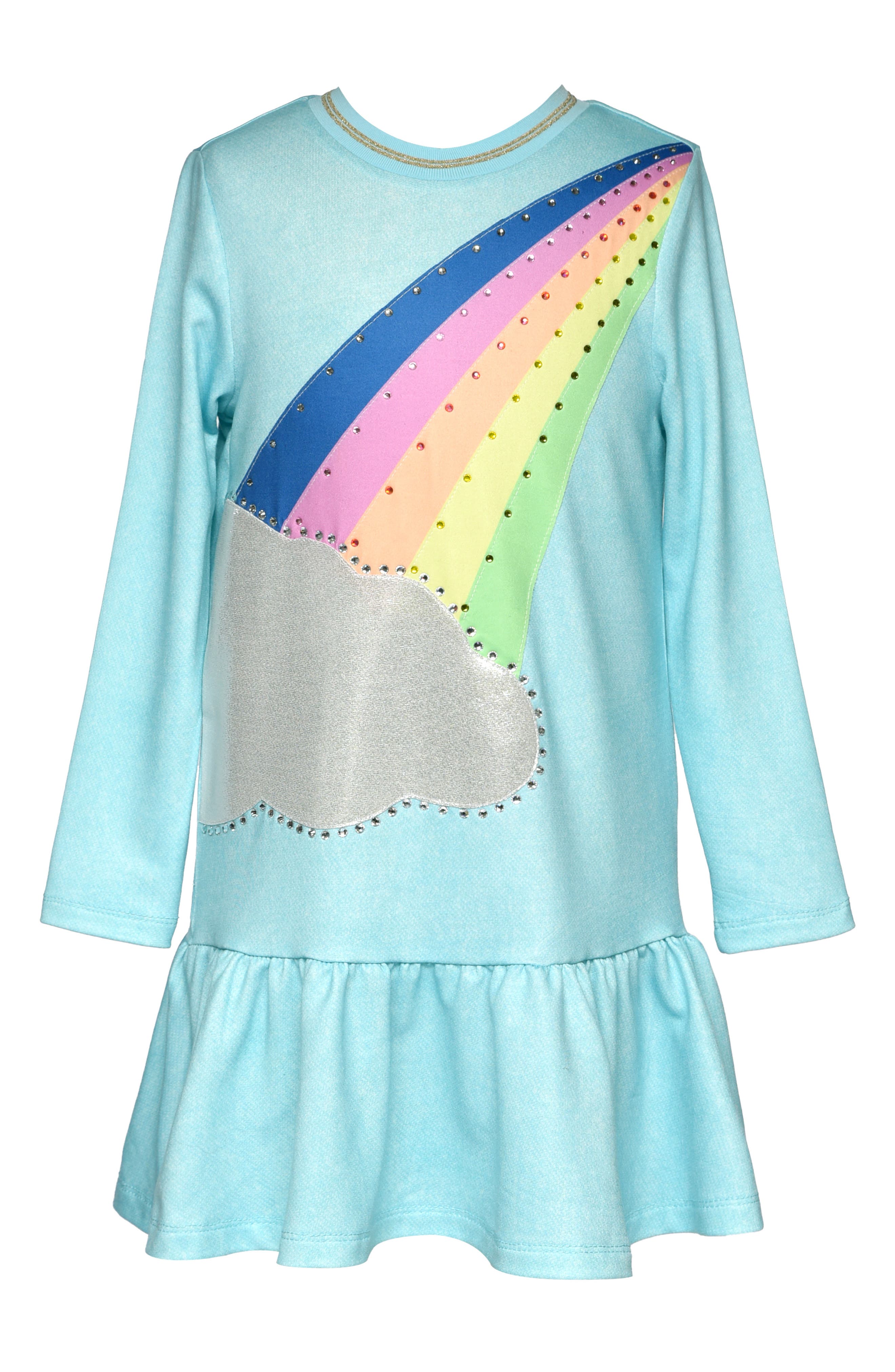 Kids' Rainbow Cloud Drop Waist Knit Dress