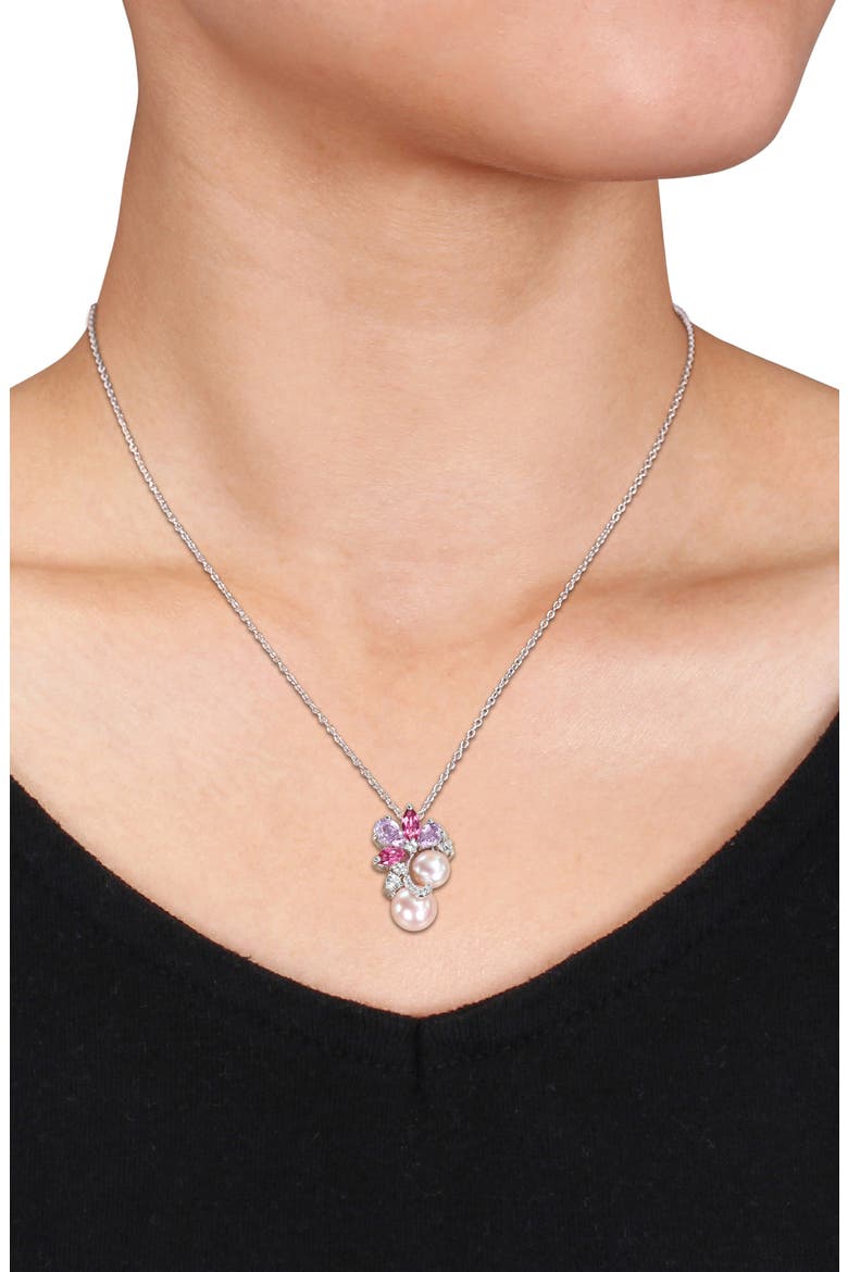 7-9mm Cultured Freshwater Pearl Pendant Necklace, Alternate, color, PINK MULTI