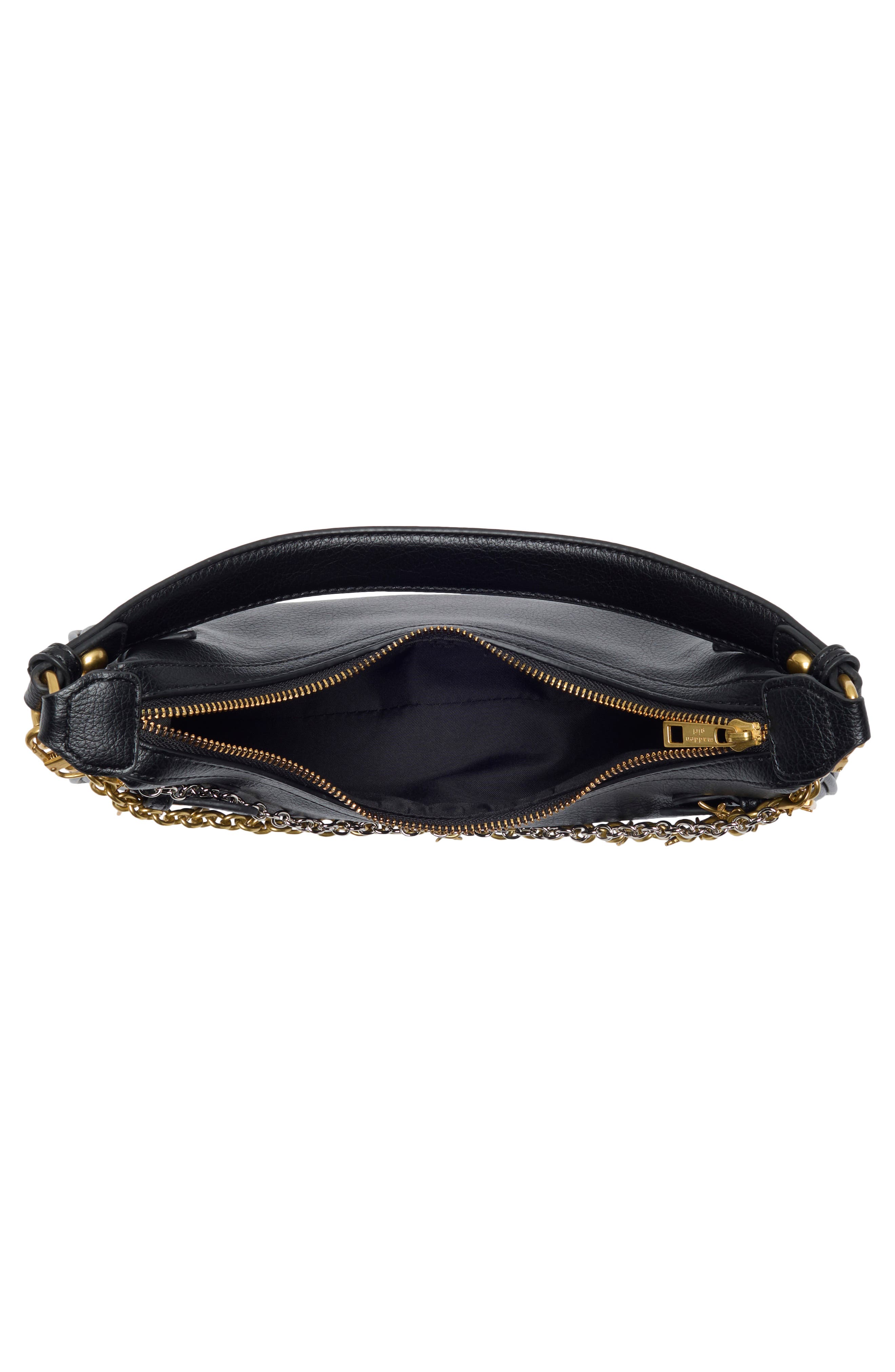 Textured Chain Faux Leather Shoulder Bag, Alternate, color, BLACK