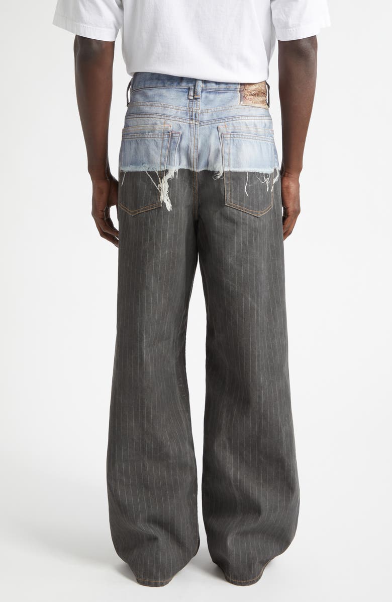 Acne Studios 1981 Loose Fit Trompe l'Oeil Pinstripe Jeans, Alternate, color, Blue/ Black