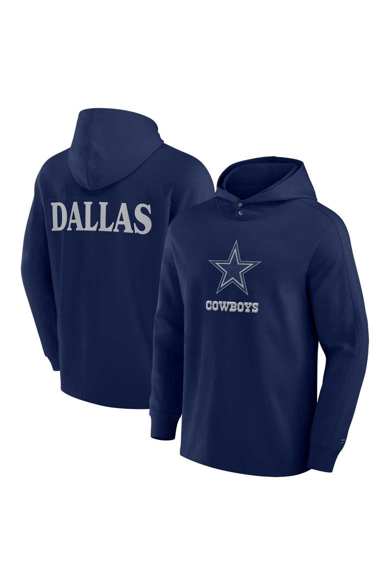 Men's Fanatics Navy Dallas Cowboys Elements Blaze Tri-Blend Long Sleeve Hoodie T-Shirt, Main, color, Navy