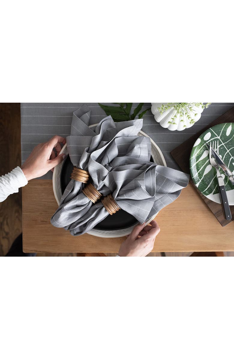 Solino Home Linen Dinner Napkins - Pinstripe, 20" x 20" Inch, Alternate, color, Grey And White