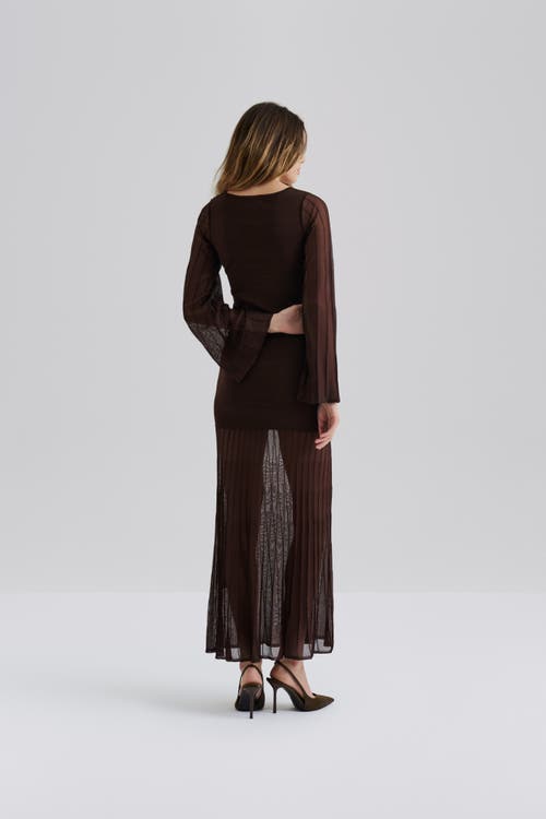 Malina Haisley Sheer Knitted Maxi Dress In Brown