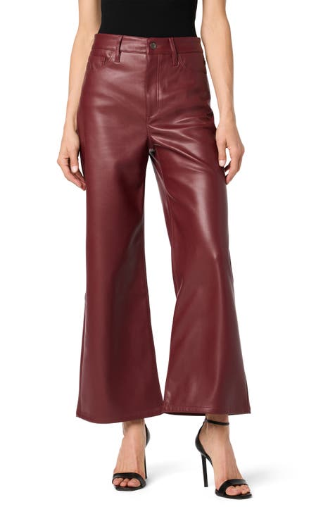 Faux Leather Ankle Wide Leg Pants