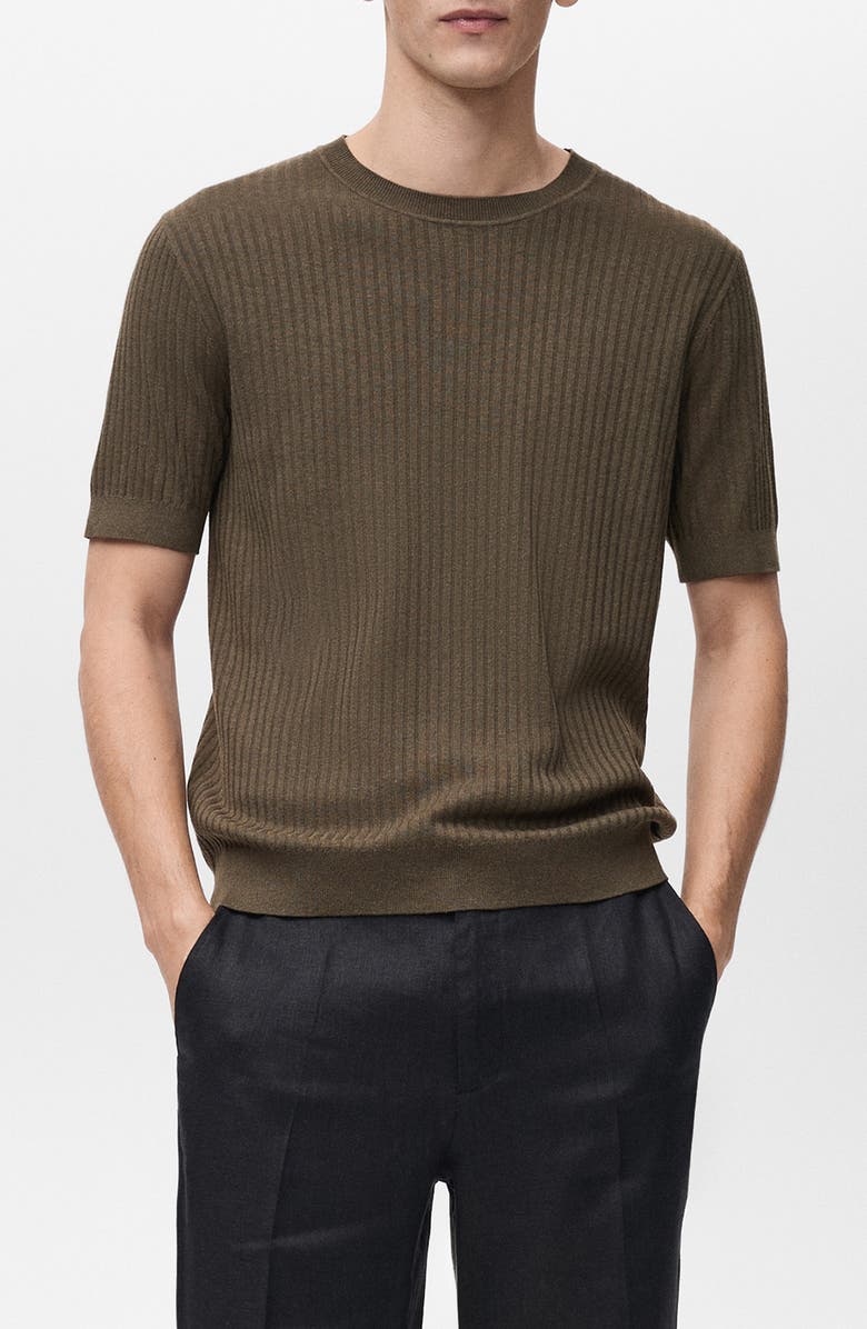 MANGO Textured Stripe Knit Top, Main, color, 