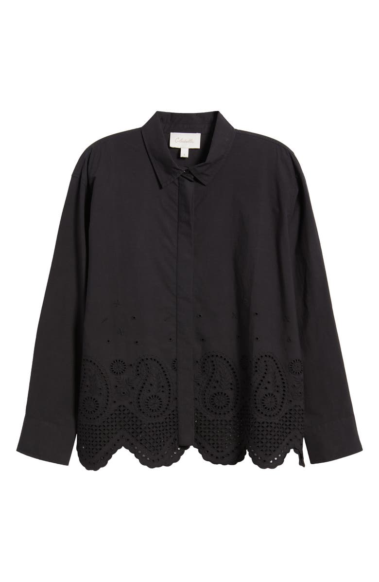 Cleobella Trisha Scallop Edge Eyelet Organic Cotton Shirt, Alternate, color, 