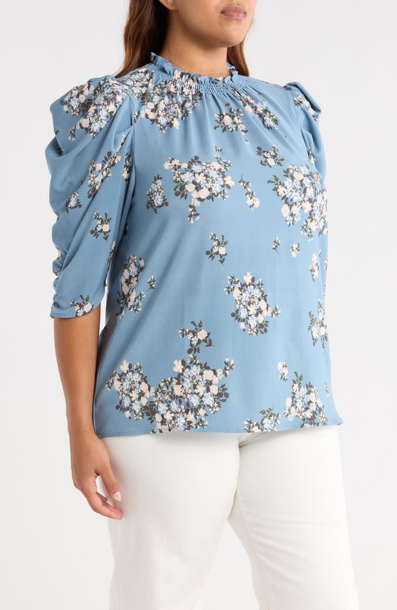 SUGARLIPS Moxi Floral Print Puff Sleeve Top, Alternate, color, Blue/ Multi