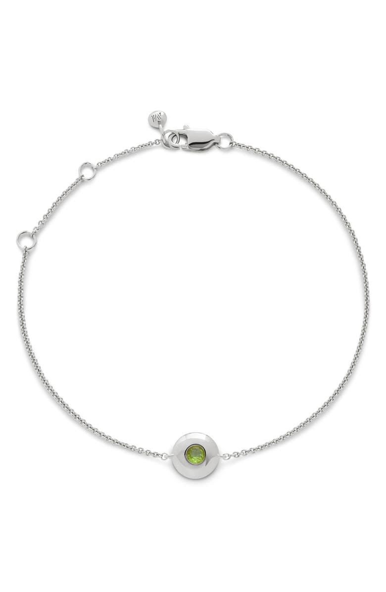 Monica Vinader August Birthstone Chain Bracelet, Main, color, Sterling Silver / Periodt