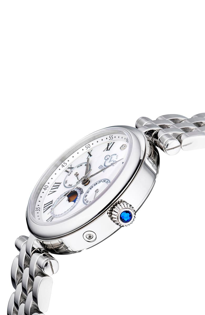 GV2 Florence Diamond Bracelet Watch, 36mm, Alternate, color, Silver