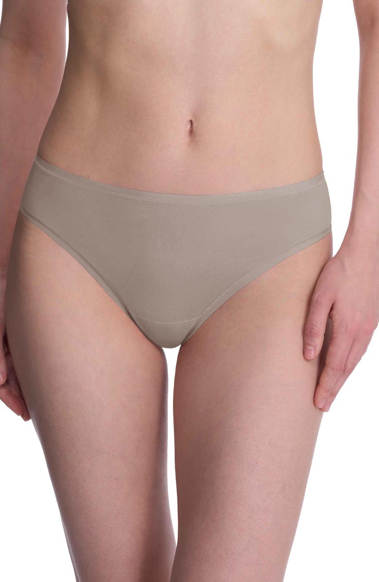 Natori Bliss Bare Cotton Thong, Main, color, Smoky