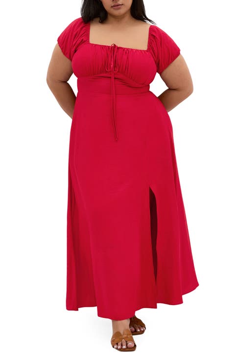 Abbigail Puff Sleeve Maxi Dress (Plus)