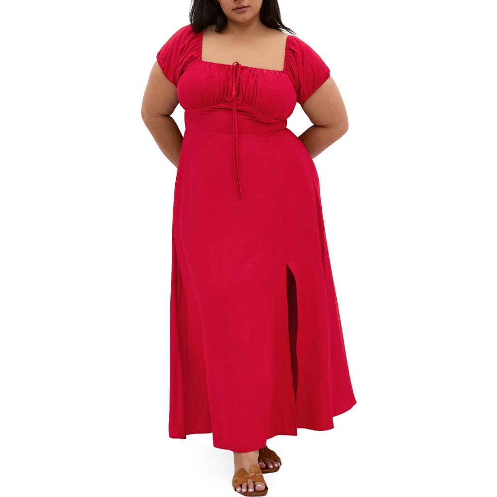 City Chic Abbigail Puff Sleeve Maxi Dress in Crimson  product