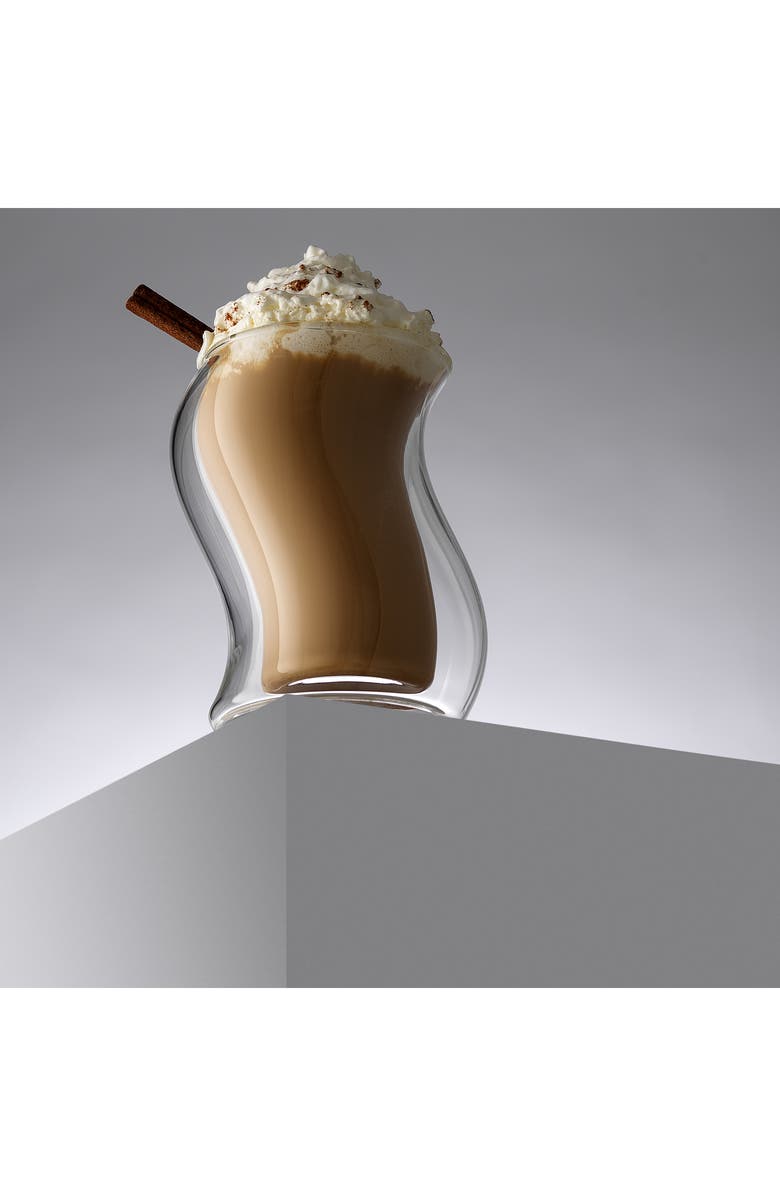 JoyJolt Pivot Double Wall Coffee Glass - Set of 2, Alternate, color, Clear