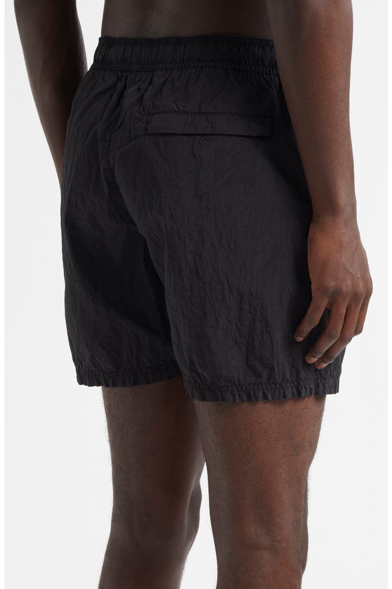 Compass Logo Patch Swim Trunks, Alternate, color, V0029 BLACK