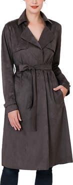 Kimi & Kai Women's Aria Long Faux Suede Trench Coat