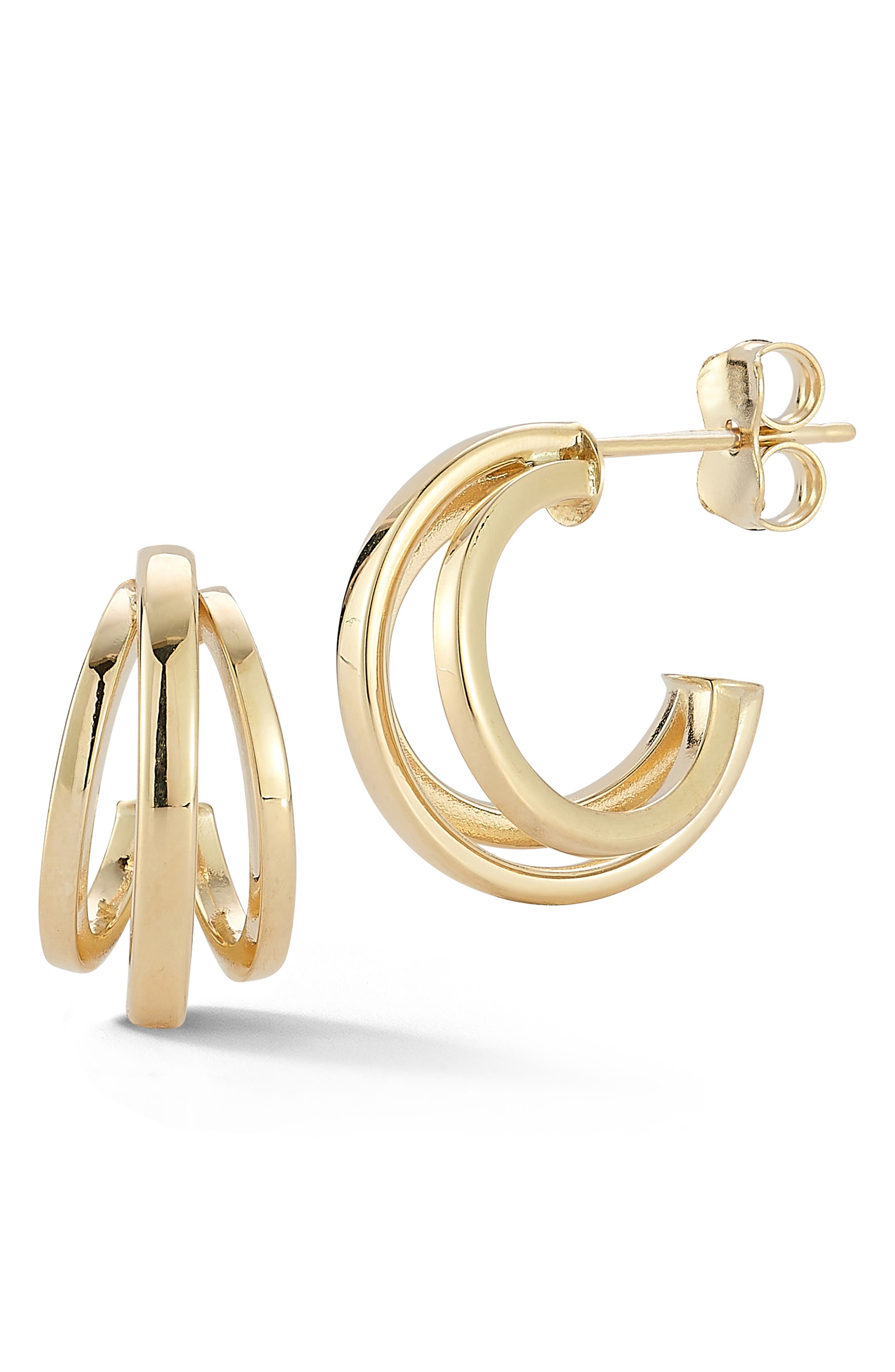 Ember Fine Jewelry 14K Gold Triple Ring Hoop Earrings