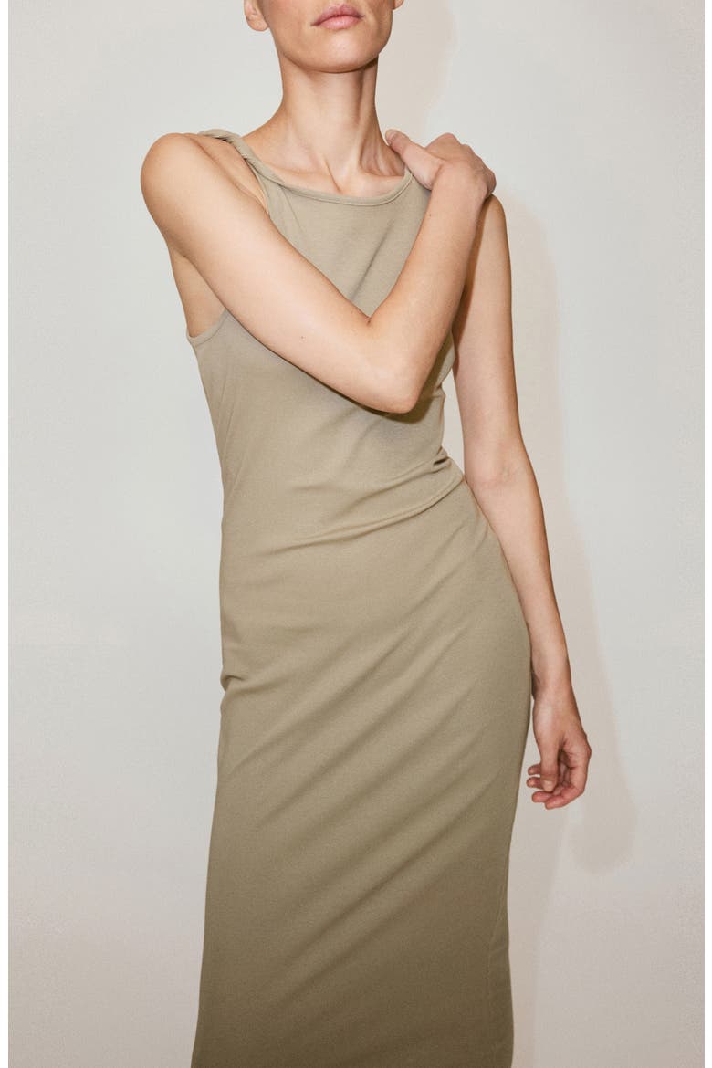 Twist Strap Sleeveless Maxi Dress, Alternate, color, KHAKI
